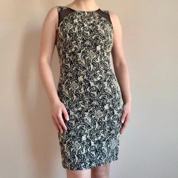 Alice + Olivia | Dresses | Nwt Alice Olivia Black Cream Lace Print  Sleeveless Mini Dress | Poshmark
